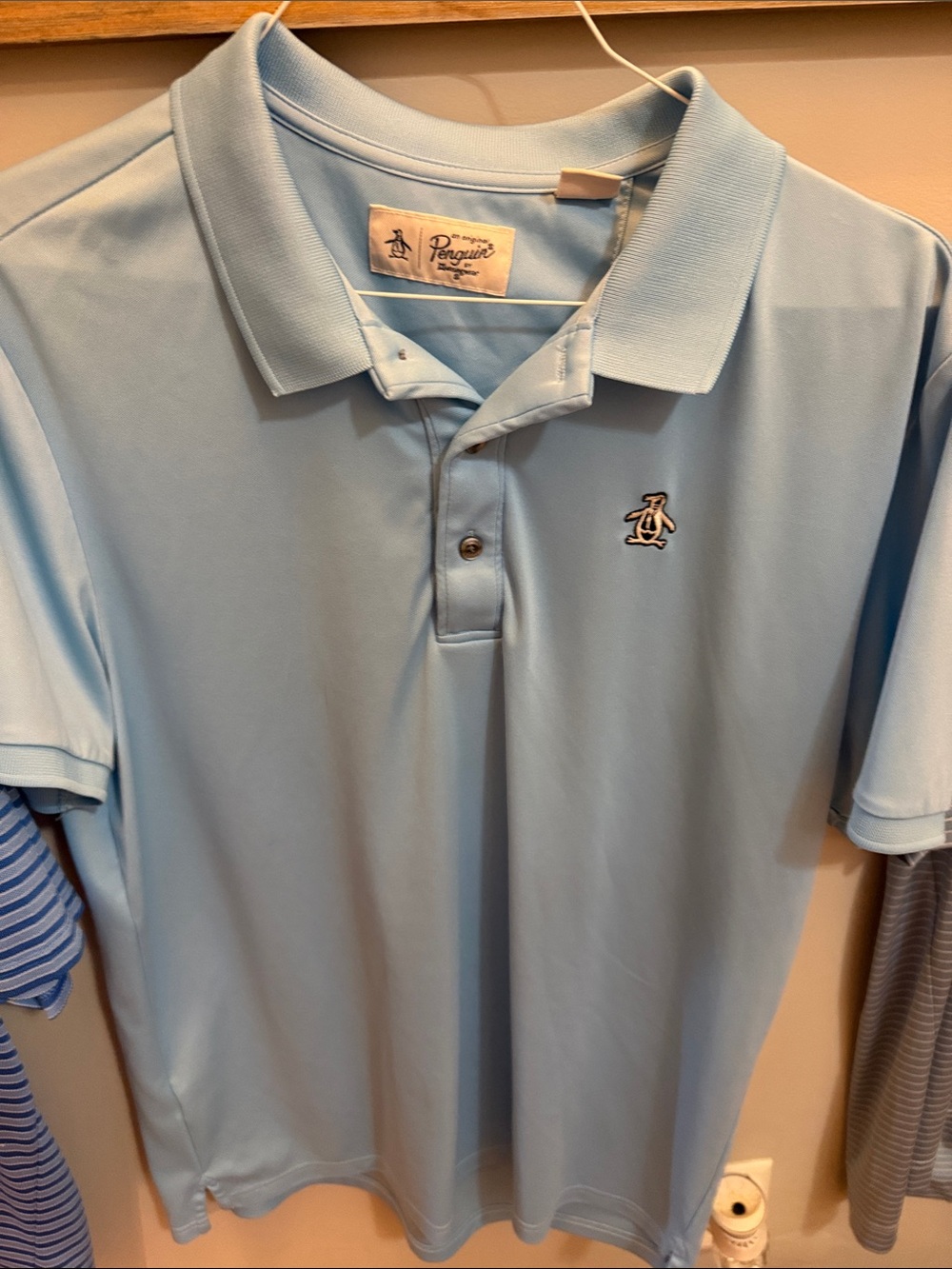 Original Penguin Men's Pale Blue Polo with Embroidered Logo